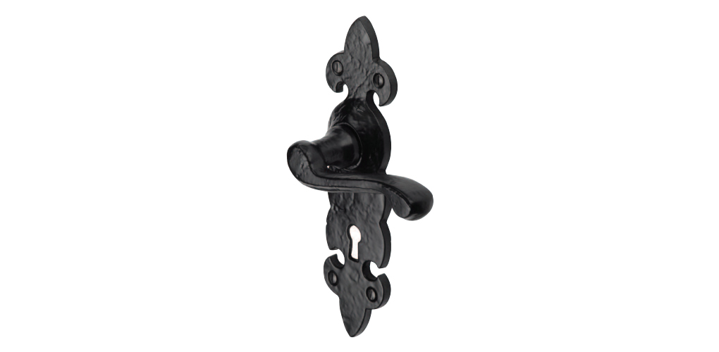 black iron door handle